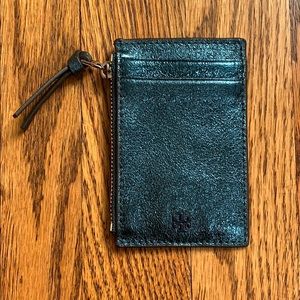 Tory Burch Metallic and Patent Navy Blue Card Case